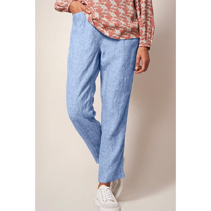 White Stuff Rowena Linen Trouser Chambray Blue Größe: 18 REGULAR | Straight Jeans Outlet | Damen | Weiß