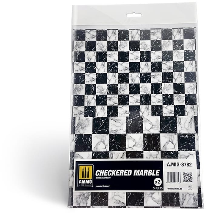 AMMO by Mig Jimenez Modelbouwpakket - MIG 8782 Marble Checkered - Smooth Sheet of Marble - 2pcs Accessoires set - AMMO - Modelbouw