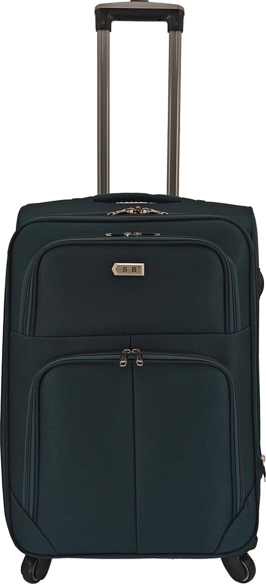 Bagage stoffen koffer 65cm 4 wielen trolley - donker groen