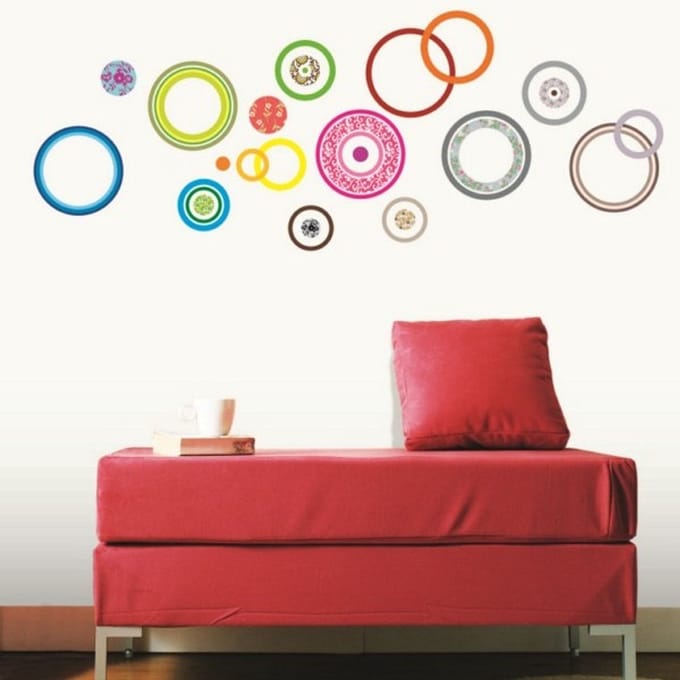 Decoratieve muurstickers, zelfklevend, veelkleurig cirkelontwerp