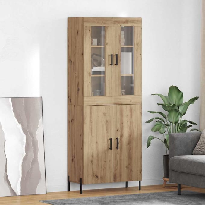 vidaXL Highboard Artisan Eiken 69,5 x 34 x 180 cm Bewerkt hout