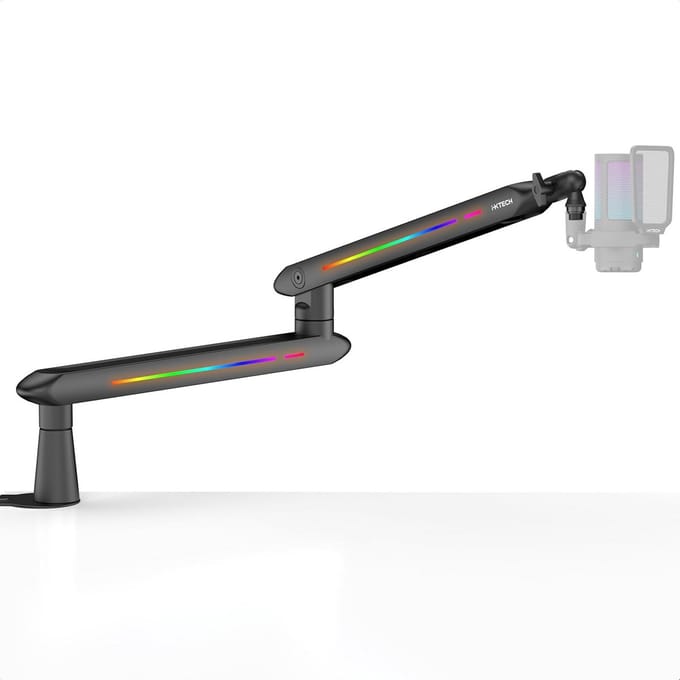 Verstelbare RGB Microfoon Boom Arm met Desk Clamp voor Podcast en Streaming