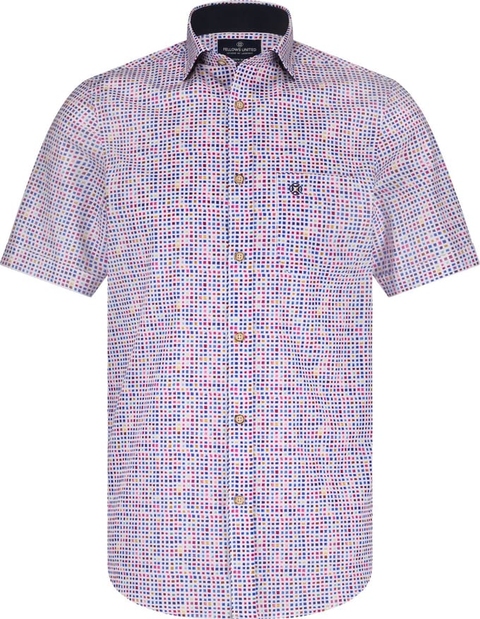 Fellows United Shirt korte mouw multicoloured squares s Mild Berry (51.6602 - 165)