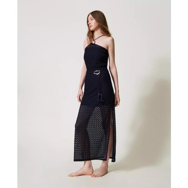 Twinset GONNA LUNGA A TUBINO/ Gehaakte midi-rok Blue S