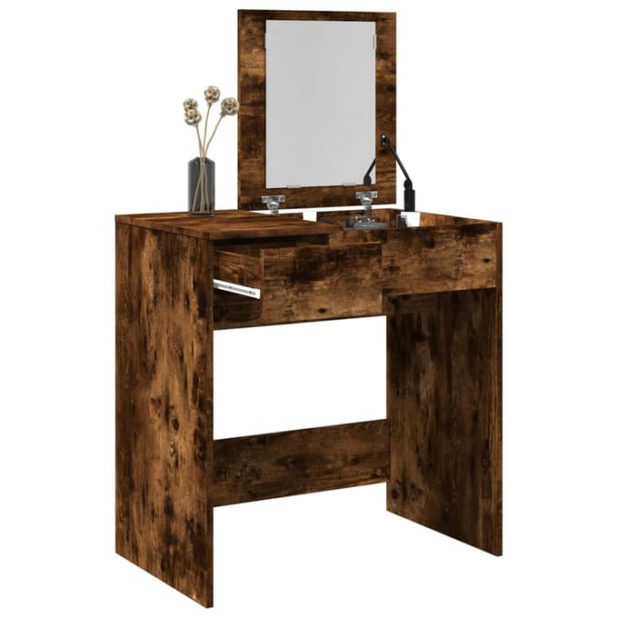 vidaXL - Kaptafel - met - spiegel - 73x46,5x120 - cm - gerookt - eikenkleurig