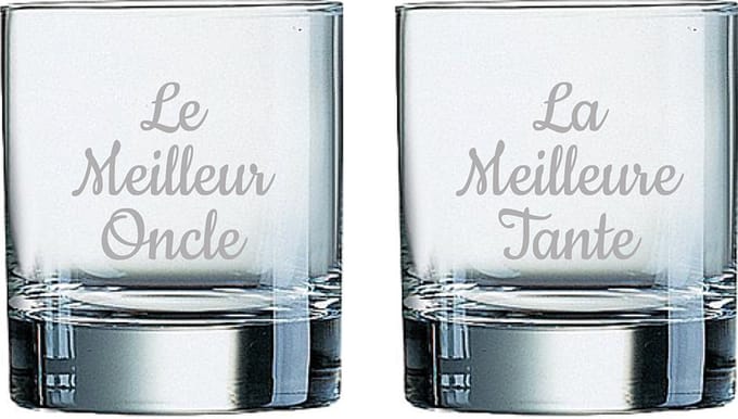 Whiskeyglas gegraveerd - 20cl - Le Meilleur Oncle & La Meilleure Tante