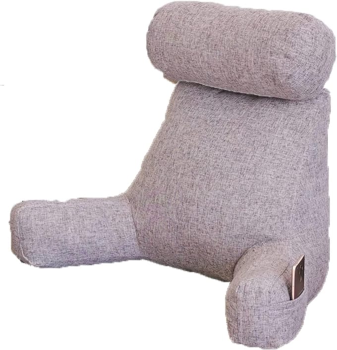 Leeskussen Bed - Rugsteun Kussen - Comfortabel Lezen - Met Nekrol - Lichtgrijs