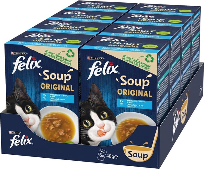 8x Felix Soup Vis Selectie - Kattenvoer Natvoer - 6x 48 g