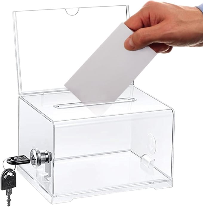 Acryldispenserbox met sleutelslot - Transparante stembus voor stemmingen en wedstrijden