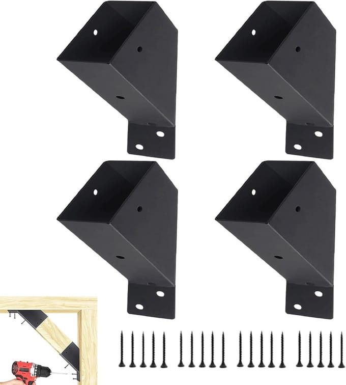Pergola Hoekbeugels - Frame Verbindingen - Stevige Constructie - Roestbestendig Staal - 7.25 Inch Lengte