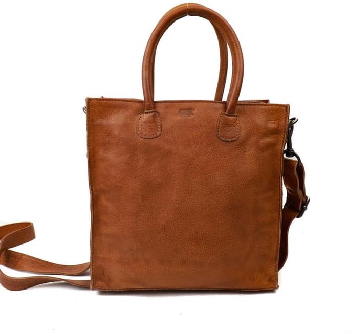 Bear Design Grote Schoudertas / Crossbodytas Dames - Leer - Bonnie - Cognac