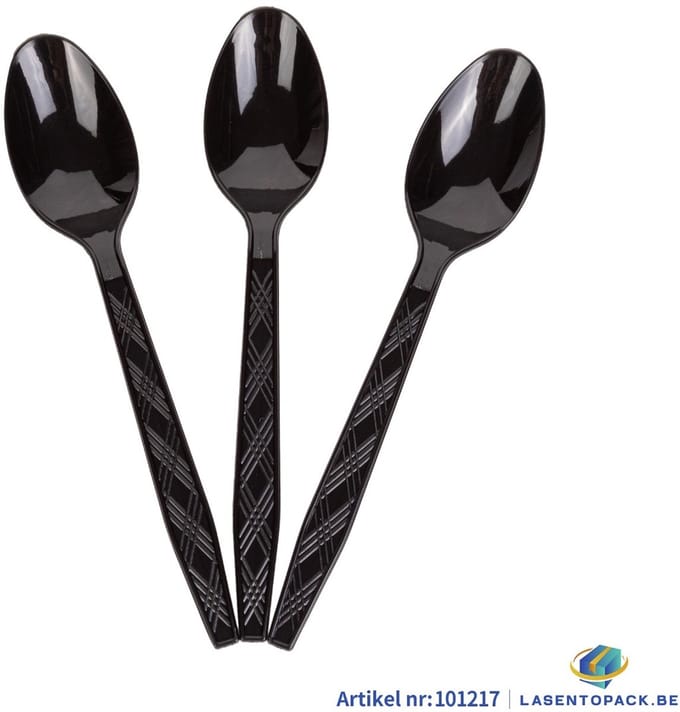 120x Herbruikbare lepel 155mm PP Zwart