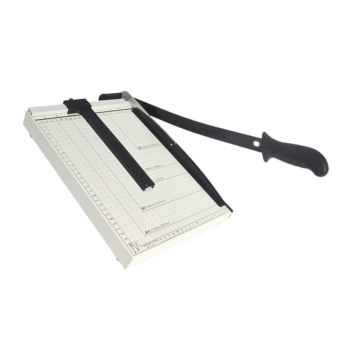 Massicot Manuel Robuste Base en Acier Massicot à Pile Coupe-Papier Planche de Coupe pour Bureau white