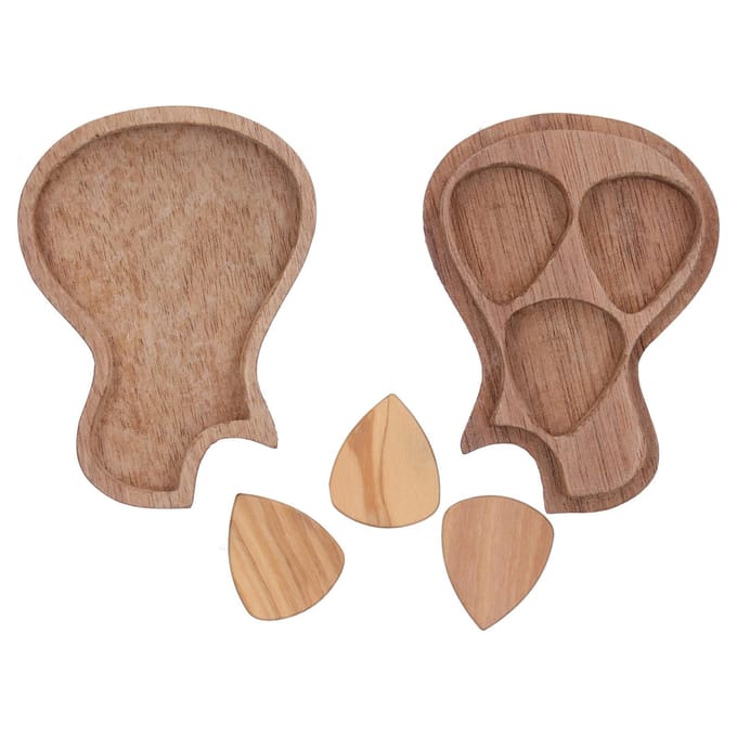 Gitaar Plectrum Doos Houder Verzamelaar met 3 Stuks Houten Plectrums Muziekinstrument Accessoire