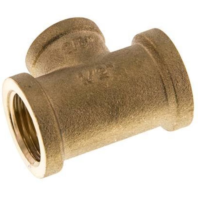 Rp 1/2'' x Rp 3/8'' Messing T-stuk 16 Bar