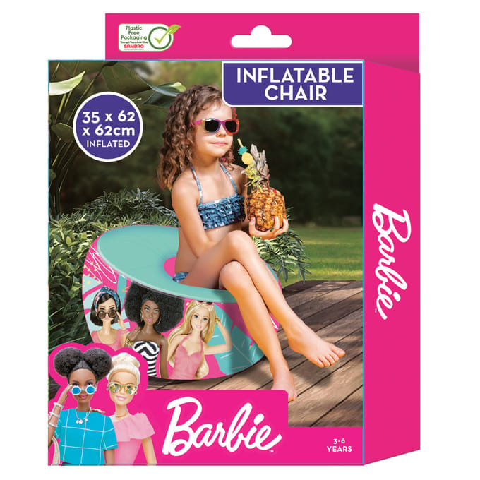 Barbie Opblaasbare Stoel 35x62 cm Roze/Blauw
