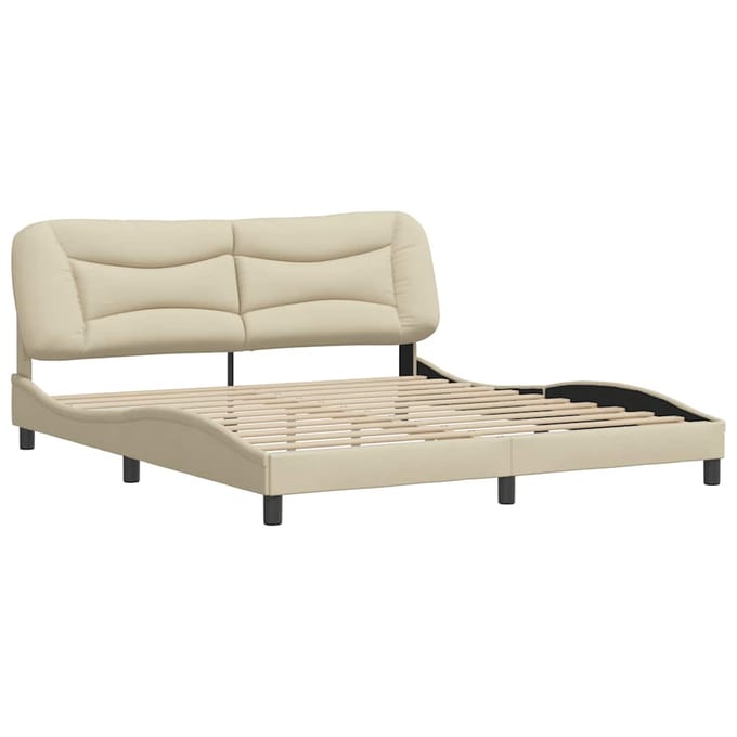 vidaXL - Bedframe - zonder - matras - "Hvar" - stof - crèmekleurig - 180x200 - cm