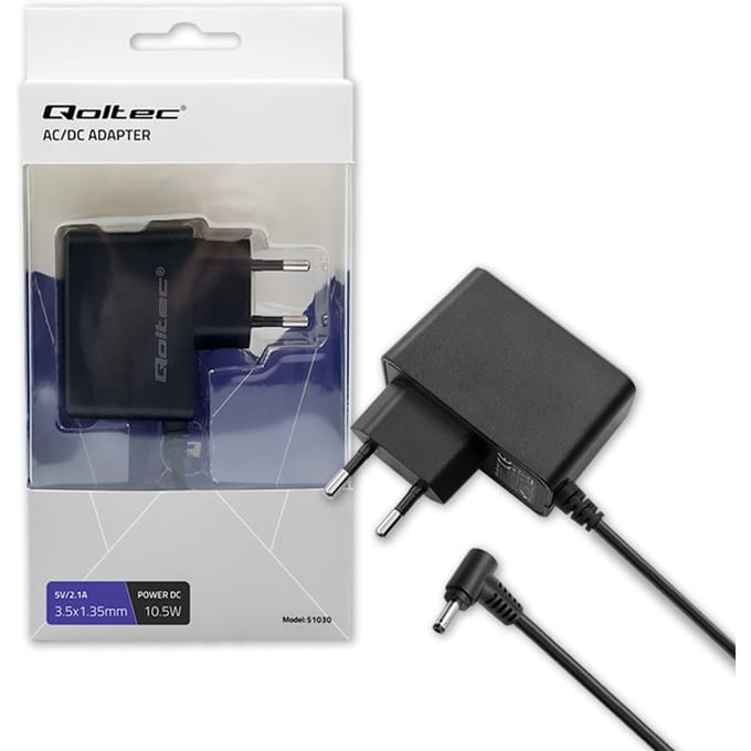 Qoltec 10,5W plug-in voeding |   5V |   2.1A |   3.5*1.35