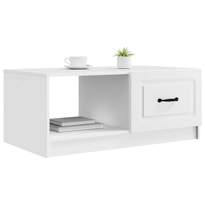 vidaXL - Salontafel - Wit - 90 - x - 50 - x - 37 - cm - Bewerkt - hout