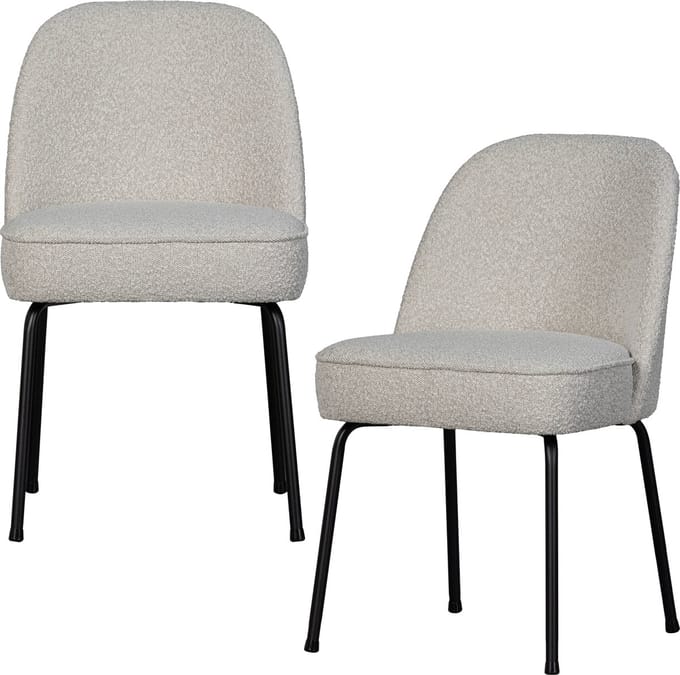 WOOOD Vogue Eetkamerstoelen - Bouclé - Naturel - Set van 2