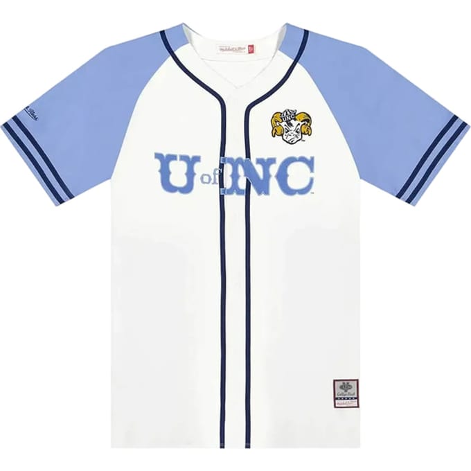 Mitchell And Ness Ncaa North Carolina Tarheels Practice Day Baseball Shirt Wit