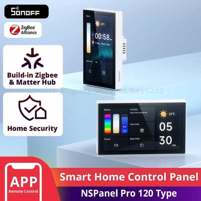 Nspanel Pro 120 Type Smart Home Bedieningspaneel Slimme Thermost Stroomverbruik Diy Switch Module Ondersteuning Sonoff-Apparaten NSPanel120Pro Black