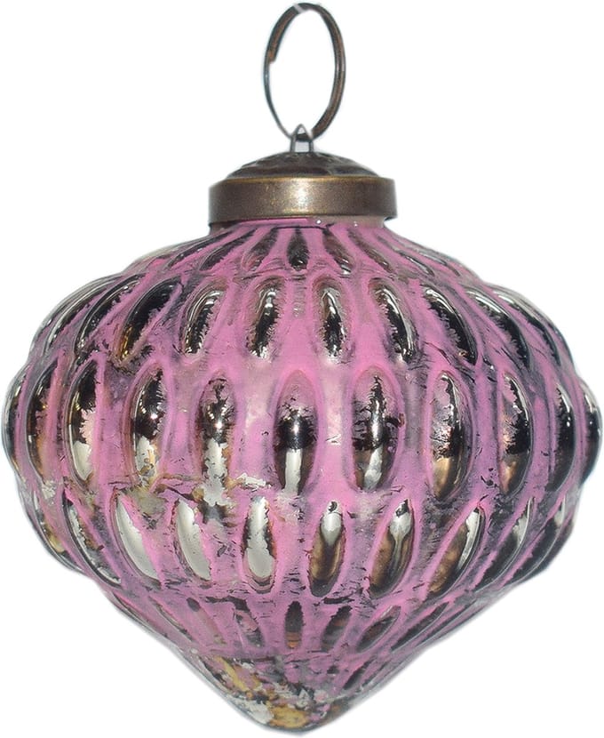 Clayre & Eef Kerstbal Overig Ø 7 cm Roze Glas Kerstballen
