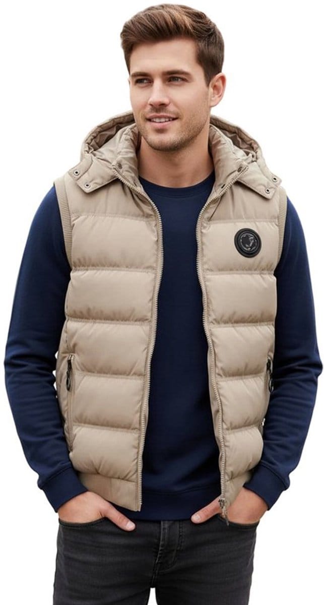 Modieuze bodywarmer - Capuchon - Vest - Beige