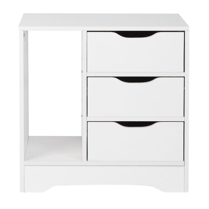Moderne Nachtkastje Ladekast Met 3 Lades Slaapkamer Tafel Meubilair (Wit) wit