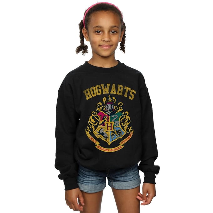 Harry Potter Meisjes gevuld Varsity-sweatshirt met helm (Zwart)