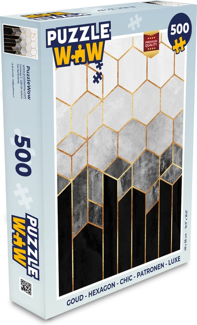 Puzzel Goud - Hexagon - Chic - Patronen - Luxe - Legpuzzel - Puzzel 500 stukjes