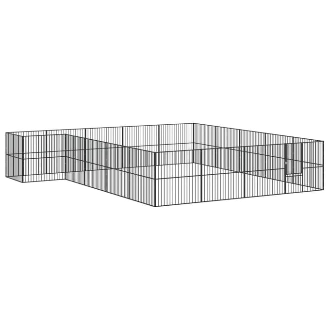 vidaXL - Hondenkennel - 20 - panelen - gepoedercoat - staal - zwart