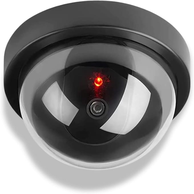 Dummy Koepelcamera - Wit - Ø 12 cm - Realistisch met Knipperende LED - Voor Beveiliging van Winkels en Huizen