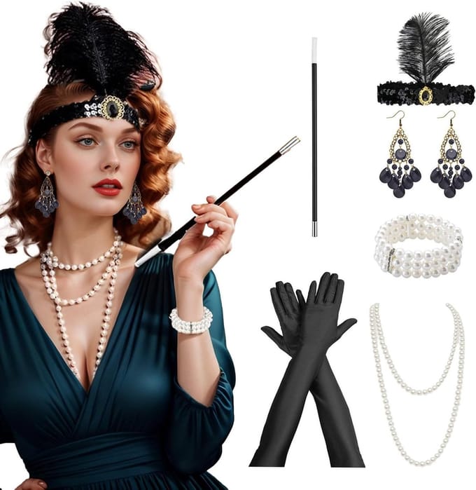 Dailygoody - 6-delige jaren 20-accessoireset - Gatsby-accessoires