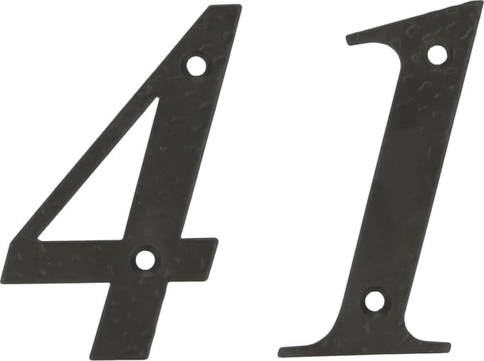 AMIG Huisnummer 41 - massief gesmeed staal - 10cm - incl. bijpassende schroeven - zwart