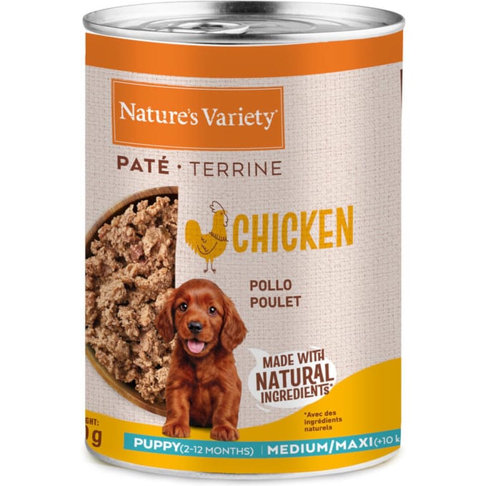 12x400g Nature's Variety Paté Medium/Maxi Puppy Kip Hondenvoer nat