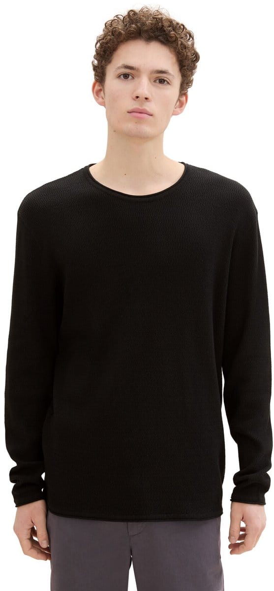 Tom Tailor Denim - Gebreide trui van katoen - Maat S - Black