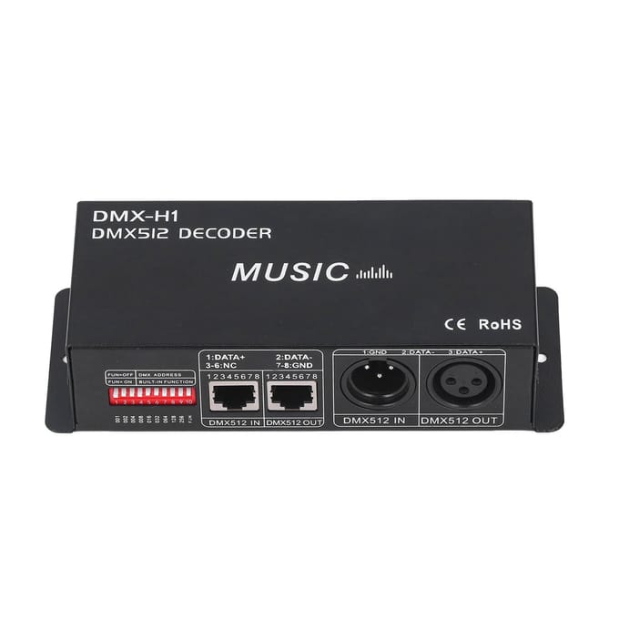 4 Kanaals DMX 512 Decorder Instelbare RGB Dimming LED Decorder Controller voor Bars Hotels Sober black