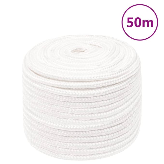 vidaXL - Boottouw - 12 - mm - 50 - m - polypropyleen - volwit