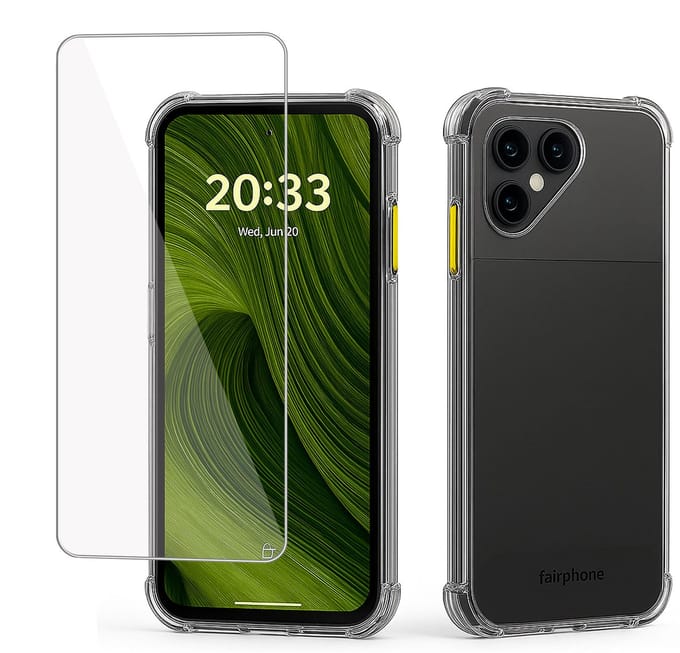 TechNow Hoesje + Screenprotector geschikt voor Fairphone 6 Hoesje Screenprotector - Tempered Glass - Extreme Shock Case Transparant