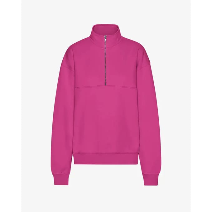 Merino 1/4 zip trui Colorful Standard Magenta Blaze