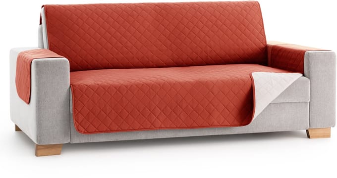 Belmarti® bankbeschermer Duo 110cm Breed – Terracota-Ivoor - Dubbelzijdig, beschermt tegen vlekken, haren en krassen – ideaal voor gezinnen met kinderen en huisdieren