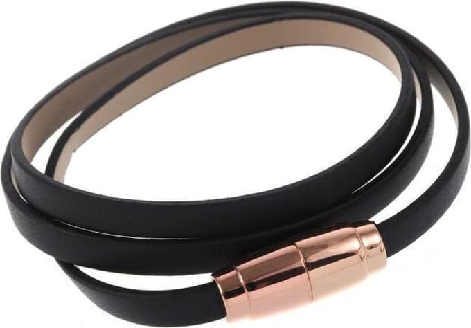 Behave - Zwarte armband imitatieleer - Minimalistisch chic - Dames