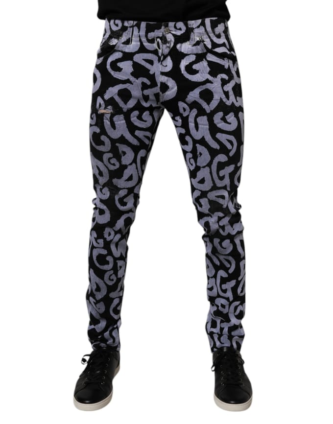 Skinny Graffiti Print Jeans