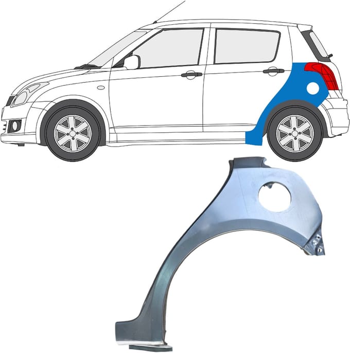 Reparatiepaneel achterspatbord voor Suzuki Swift 2005-2010 / Links