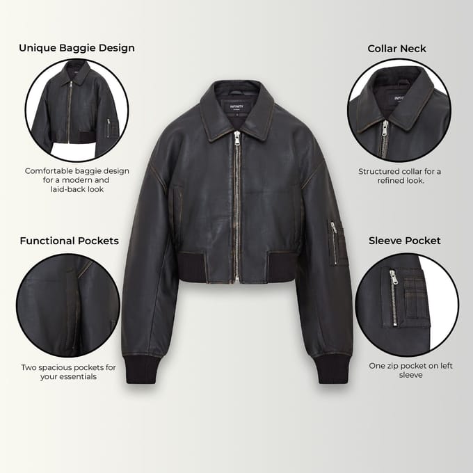Oversized lederen MA-1 bomberjack voor dames