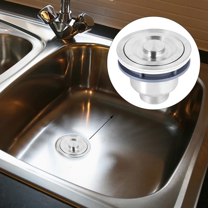 Bonde d'évier en acier inoxydable argenté, crépine d'évier, bouchon de vidange de cuisine gray