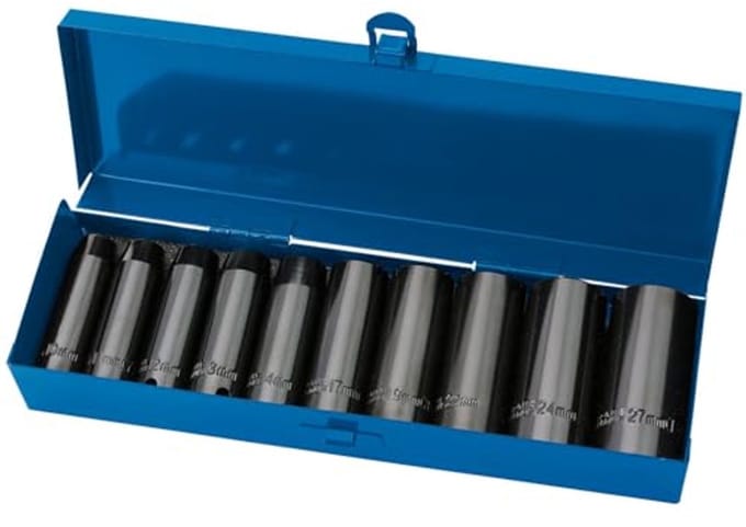 Metrische Socket Set 1/2" Vierkant met 10 Stukken - Zwart