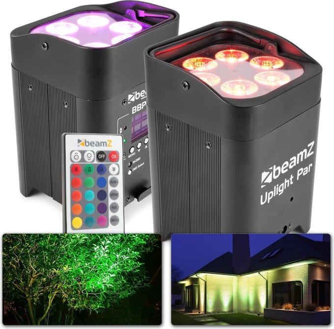 Uplighter LED - BeamZ BBP96 - Set van 2 Uplights met 6x 12W LED's per spot