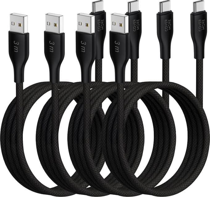 Oplader kabel geschikt voor Samsung galaxy telefoon en tablet - Usb naar usb C - Oplaadkabel - 4 stuks - 3 meter - Lang